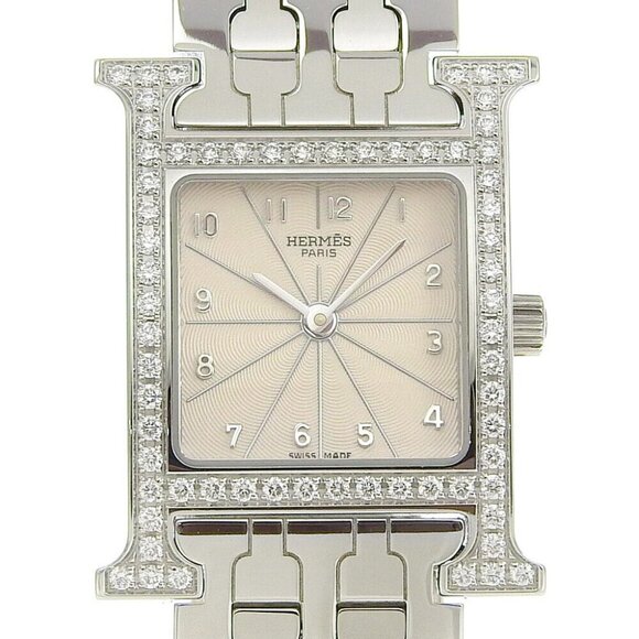 HERMES Heure H watch Watches HH1.230 Diamond Bezel IvoryDial Stainless Ste... - Picture 1 of 8